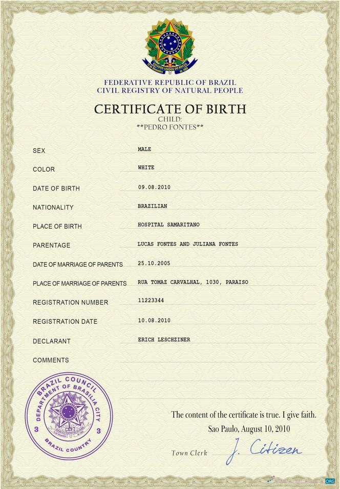 Download Brazil vital record birth certificate PSD template Photoshop template
